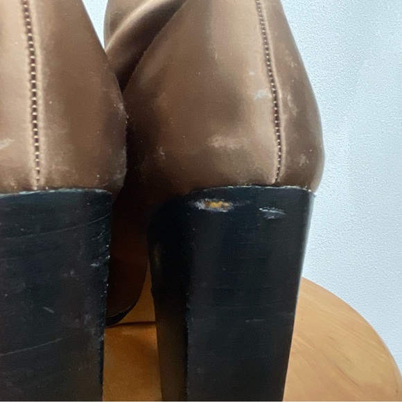 Report Brown Open Toe Sock Style Booties Size 6.5 Trendy Event Club Neutral - Picture 4 of 6